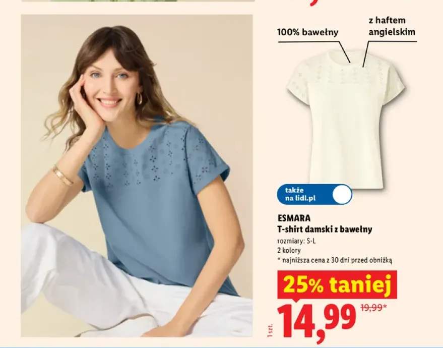 T-shirt damski z bawełny Esmara