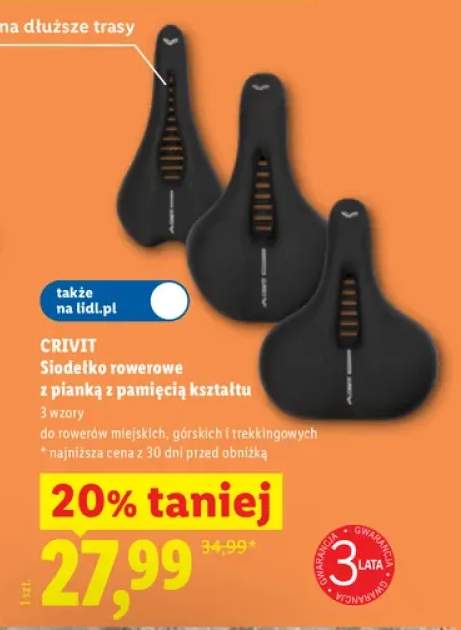 Siodełko rowerowe z pianką z pamięcią kształtu Crivit