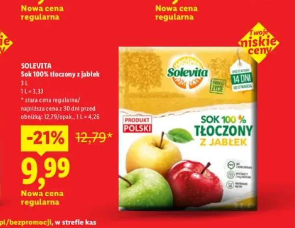 Sok 100% tłoczony z jabłek Solevita