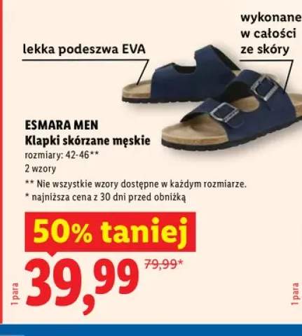 Klapki skórzane męskie ESMARA MEN