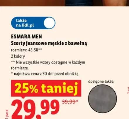 Szorty jeansowe męskie z bawełną Esmara Men