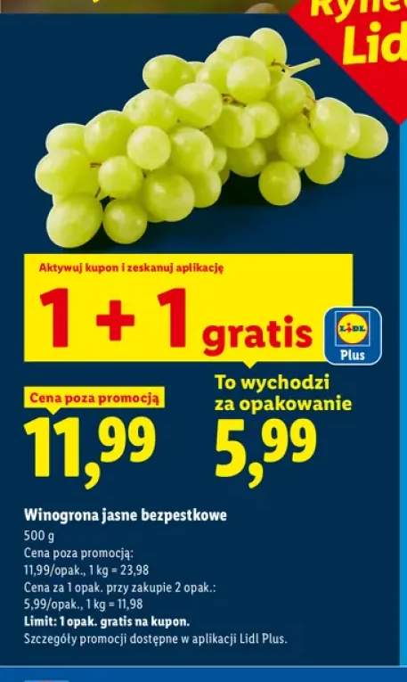 Winogrona jasne bezpestkowe