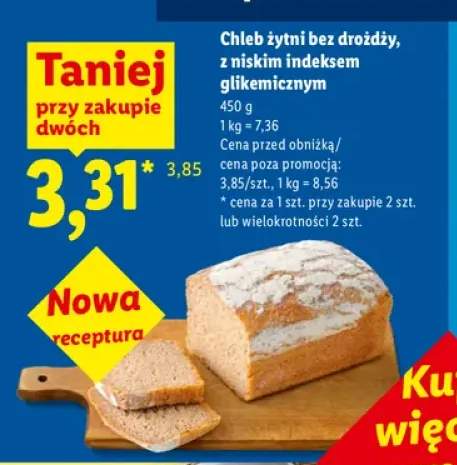 Chleb żytni bez drożdży z niskim indeksem glikemicznym