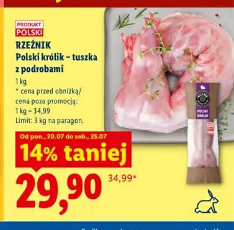 Polski królik - tuszka z podrobami Rzeźnik