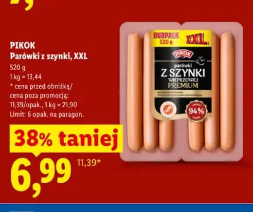 Parówki z szynki XXL Pikok