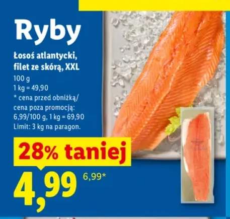 Łosoś atlantycki filet ze skórą XXL Targ Rybny Lidla