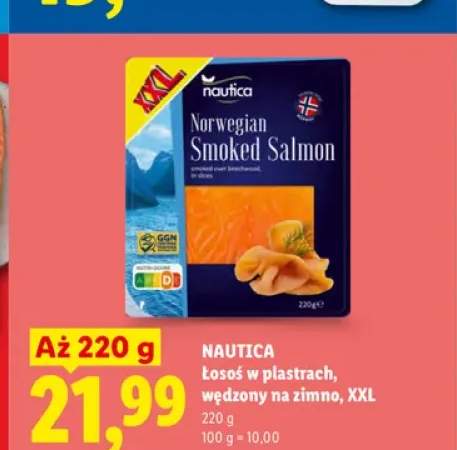 Łosoś w plastrach wędzony na zimno XXL Nautica