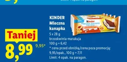 Mleczna kanapka Kinder brzoskwinia-marakuja 5-pak