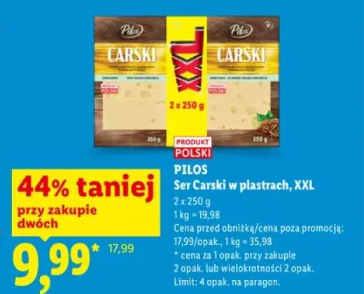Ser Carski w plastrach XXL Pilos 2-pak