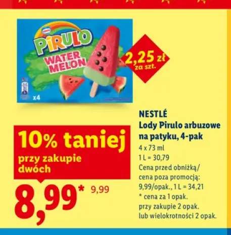 Lody Pirulo arbuzowe na patyku Nestlé