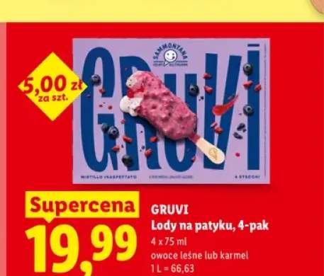 Lody na patyku Gruvi karmel 4-pak