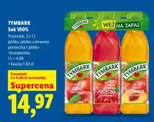 Sok 100% Tymbark Trzysztyk