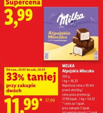 Alpejskie Mleczko Milka