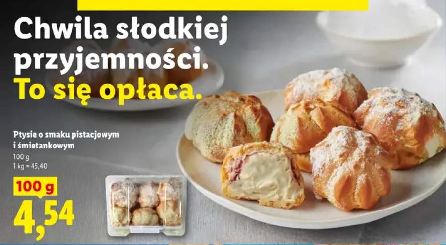 Ptysie o smaku pistacjowym i śmietankowym