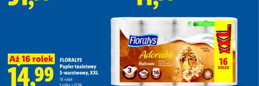Papier toaletowy Floralys Adorable Balsam 3-warstwowy XXL 16-pak