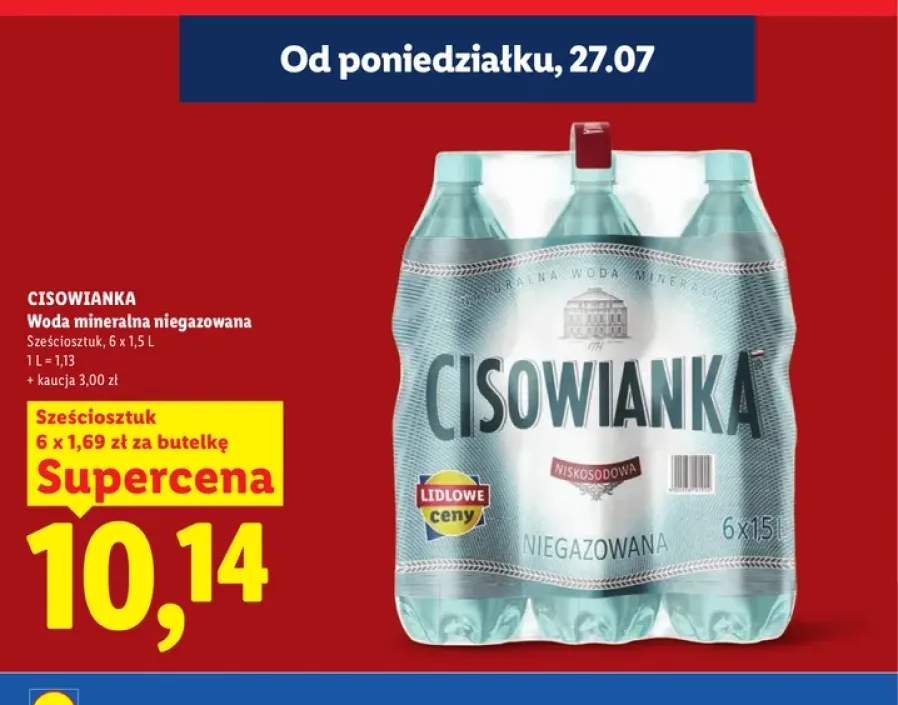 Woda mineralna niegazowana Cisowianka 6-pak 1,5 l