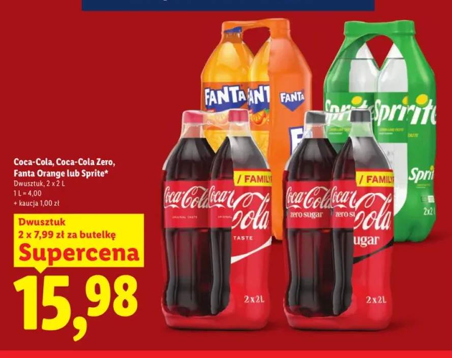 Napój gazowany Coca-Cola Zero Sugar Dwusztuk 2-pak 2 l +2 warianty
