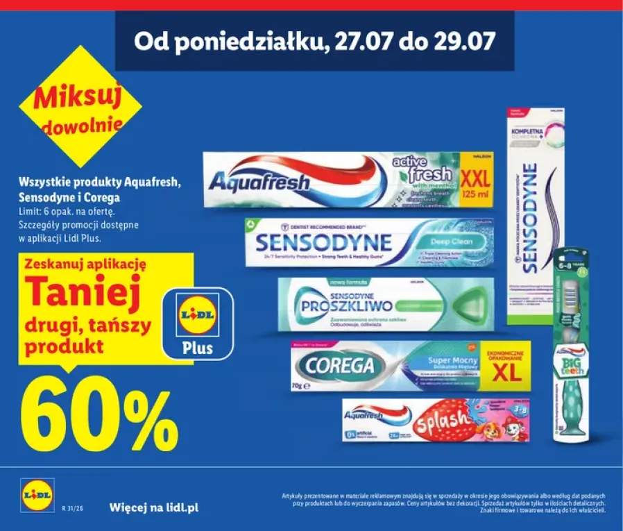 Produkty Aquafresh, Sensodyne i Corega +6 wariantów