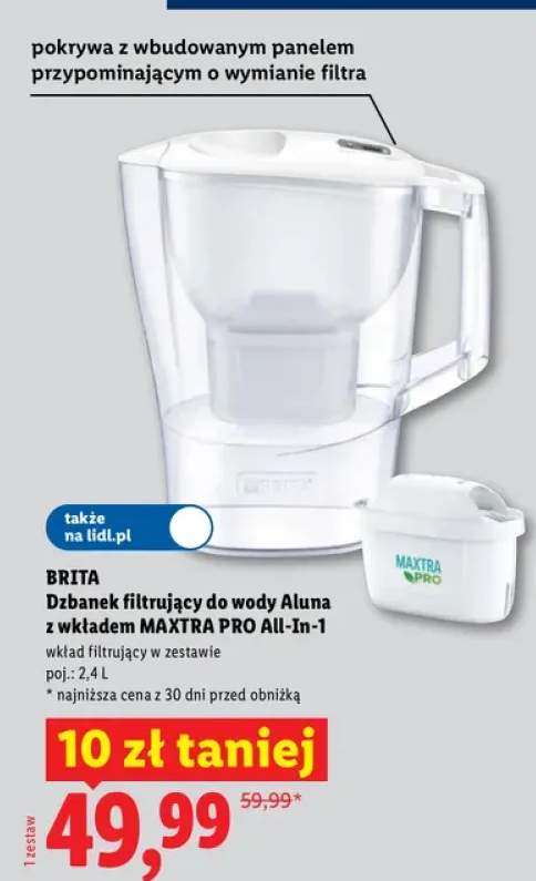 Dzbanek filtrujący do wody Brita Aluna 2,4 l z wkładem Maxtra Pro All-In-1