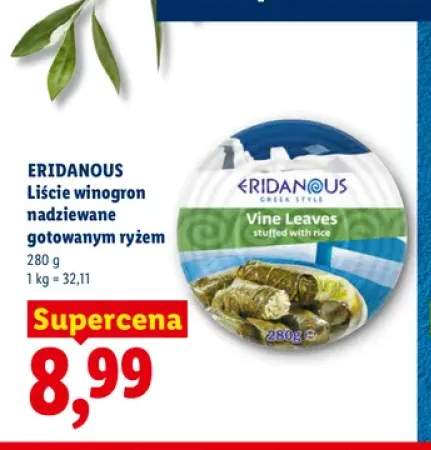 Liście winogron nadziewane gotowanym ryżem Eridanous