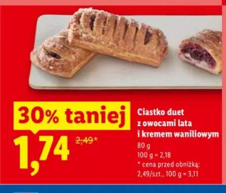 Ciastko duet z owocami lata i kremem waniliowym