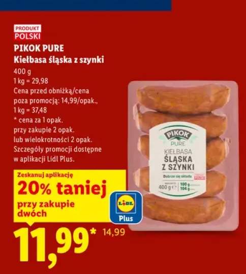 Kiełbasa śląska z szynki Pikok Pure