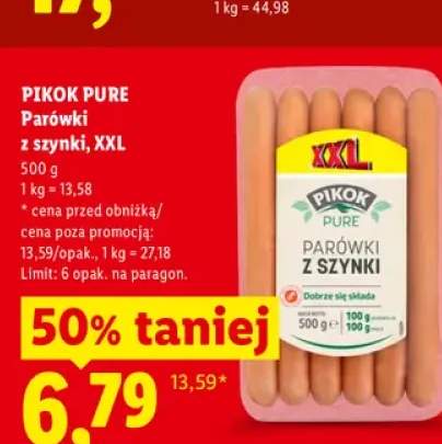 Parówki z szynki XXL Pikok Pure