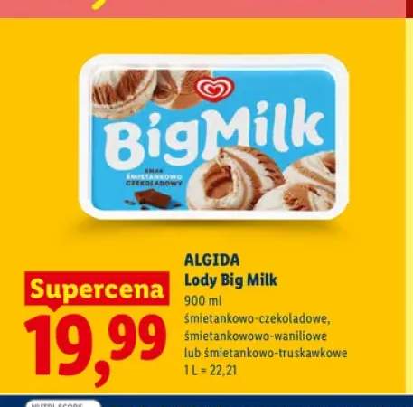 Lody Big Milk śmietankowo-czekoladowe Algida +1 wariant