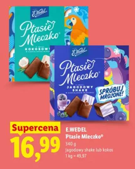 Pianki Ptasie Mleczko jagodowy shake E.Wedel +1 wariant