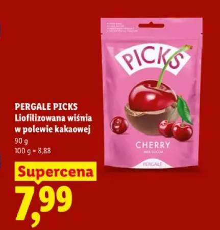 Wiśnie w czekoladzie Pergale Picks Liofilizowana wiśnia w polewie kakaowej