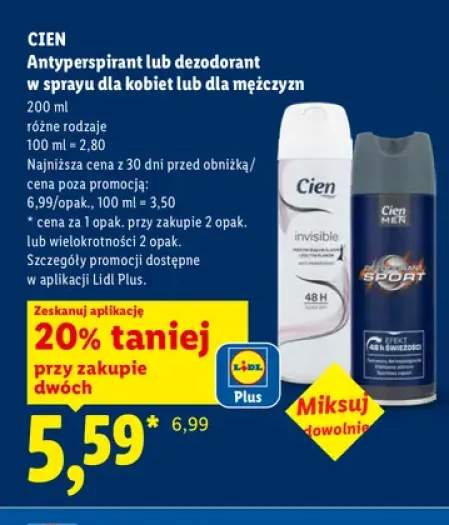 Antyperspirant Cien Invisible dla kobiet +1 wariant