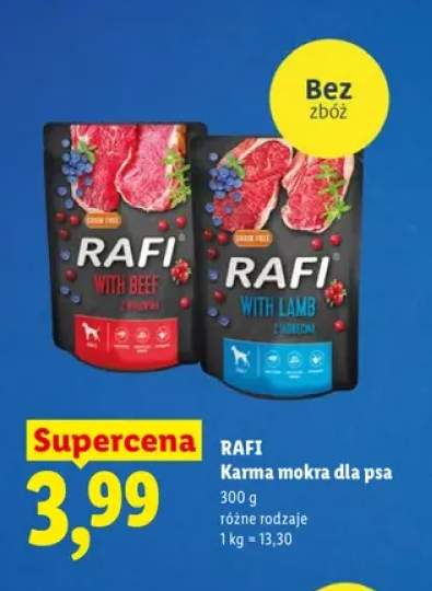 Karma mokra dla psa Rafi z wołowiną +1 wariant