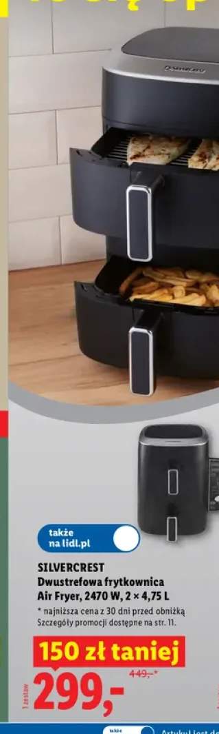Dwustrefowa frytkownica Air Fryer Silvercrest 2470W 2x4,75 l