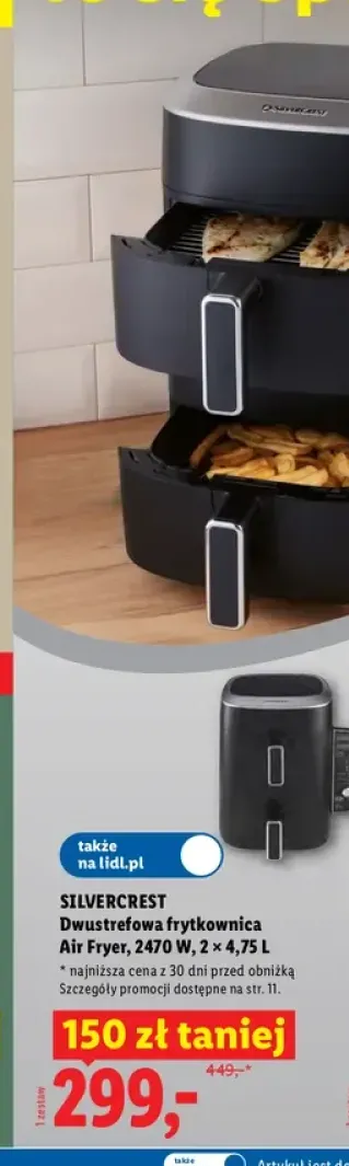 Dwustrefowa frytkownica Air Fryer Silvercrest 2470W 2x4,75 l