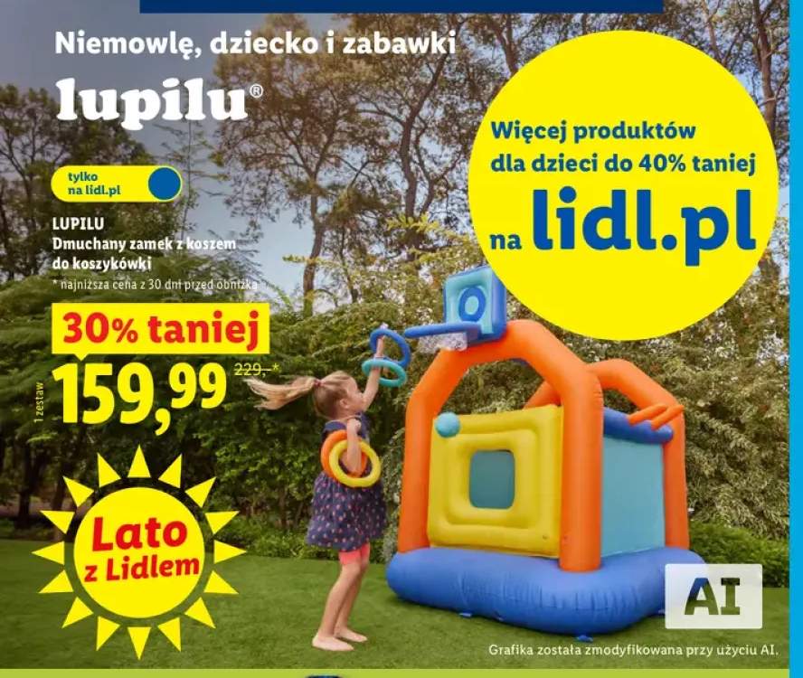 Dmuchany zamek z koszem do koszykówki Lupilu