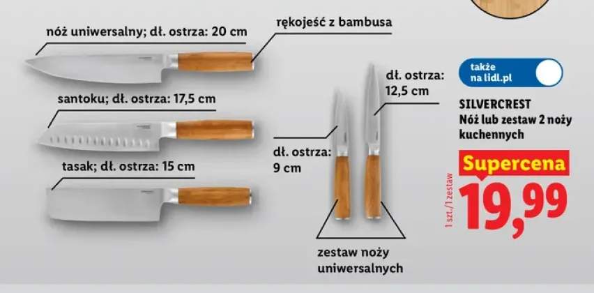 Nóż kuchenny santoku Silvercrest +2 warianty