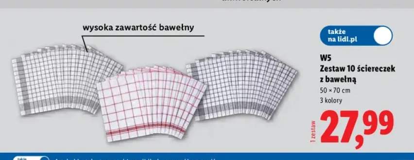 Ściereczki kuchenne z bawełną W5 10-pak