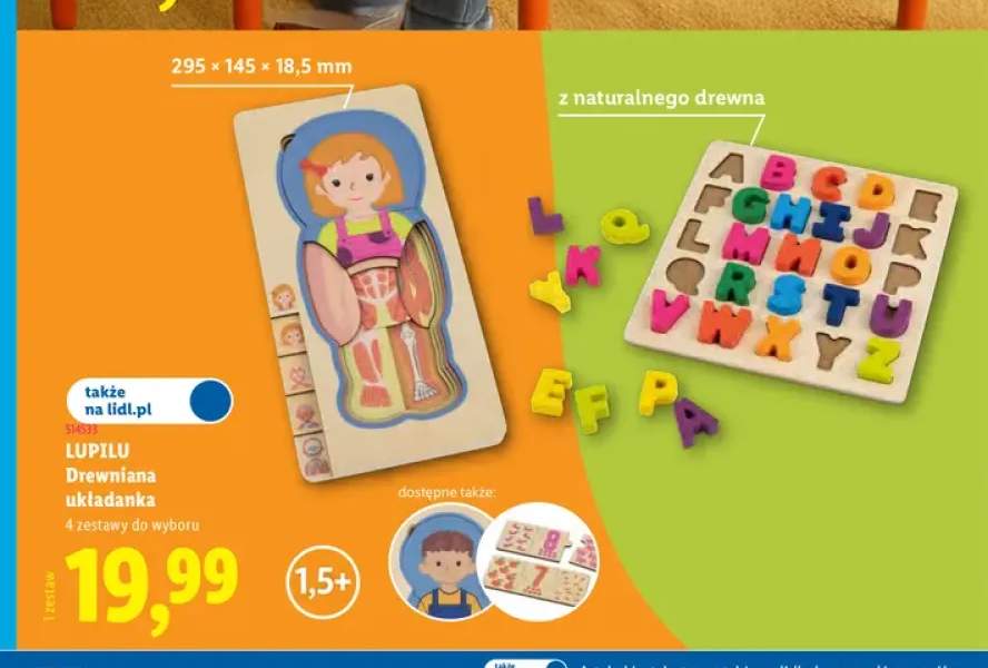 Drewniana układanka anatomia dziewczynka Lupilu +1 wariant