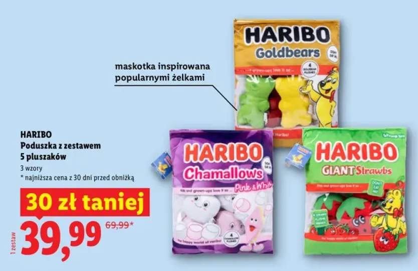 Poduszka z zestawem 5 pluszaków Haribo Goldbears +2 warianty