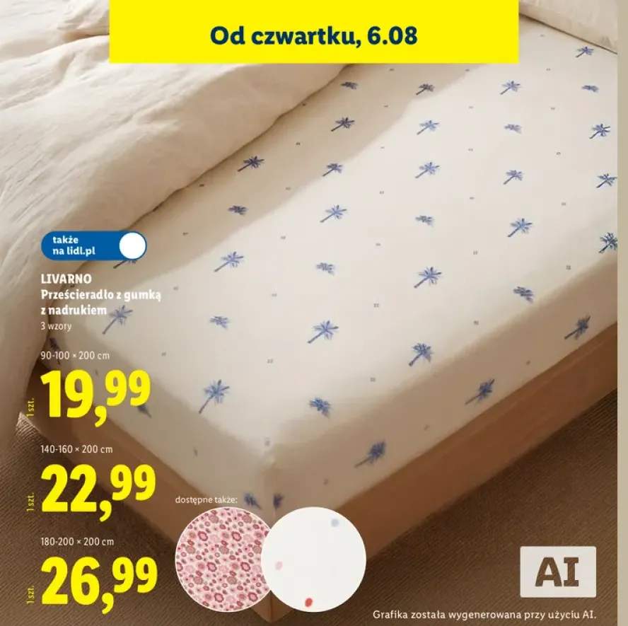 Prześcieradło z gumką z nadrukiem LIVARNO 90-100x200 cm +2 warianty