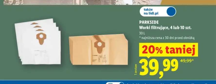 Worki filtrujące Parkside 4-pak 30 l +1 wariant