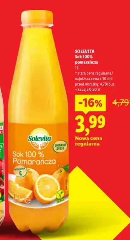 Sok pomarańcza Solevita 100%
