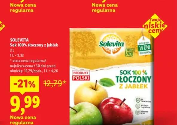 Sok tłoczony z jabłek Solevita 100%