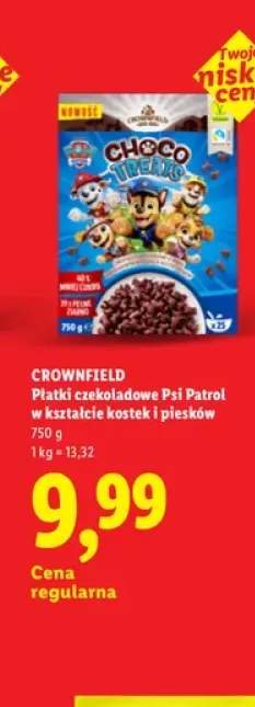 Płatki czekoladowe Psi Patrol w kształcie kostek i piesków Crownfield