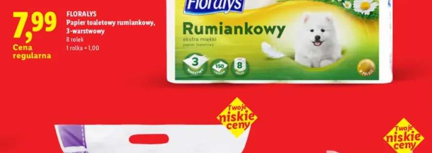 Papier toaletowy Floralys Rumiankowy 3-warstwowy 8-pak