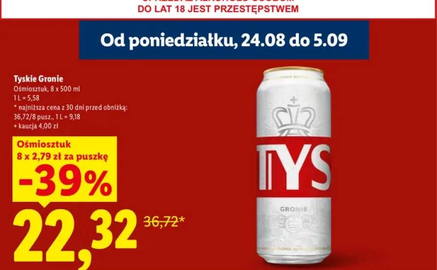 Piwo Tyskie Gronie 8-pak 500 ml