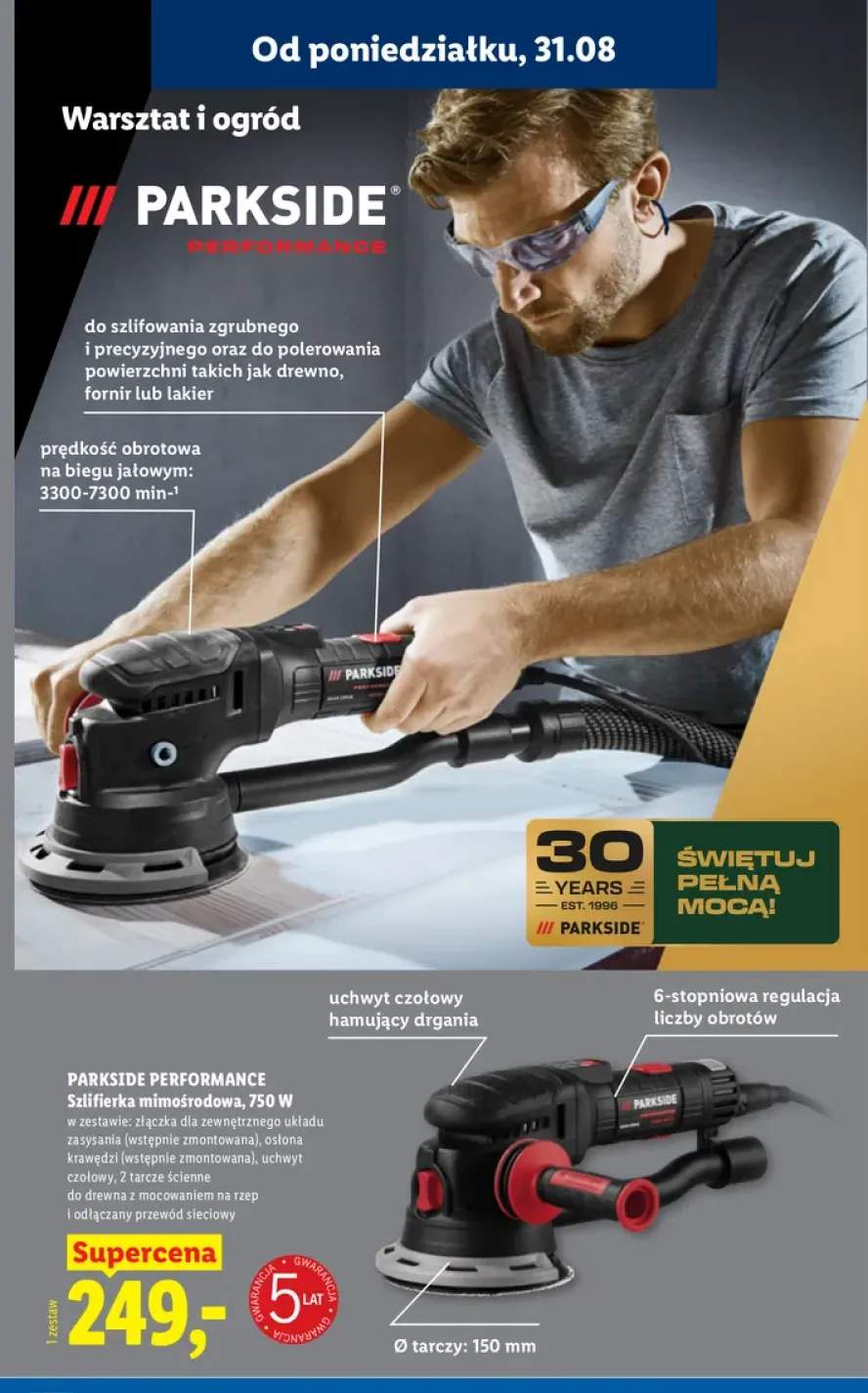 Szlifierka mimośrodowa Parkside Performance 750W