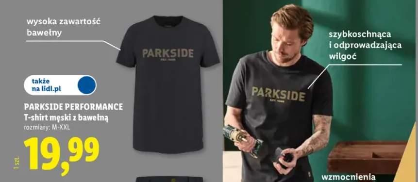 T-shirt męski z bawełną Parkside Performance