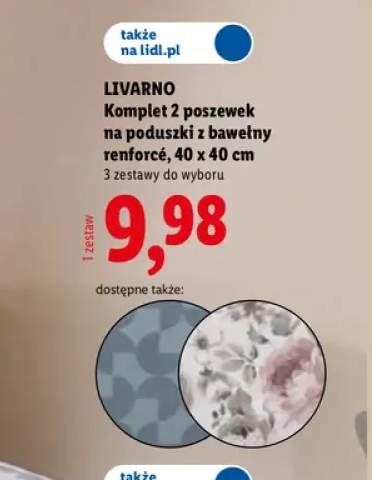Komplet 2 poszewek na poduszki z bawełny renforcé Livarno