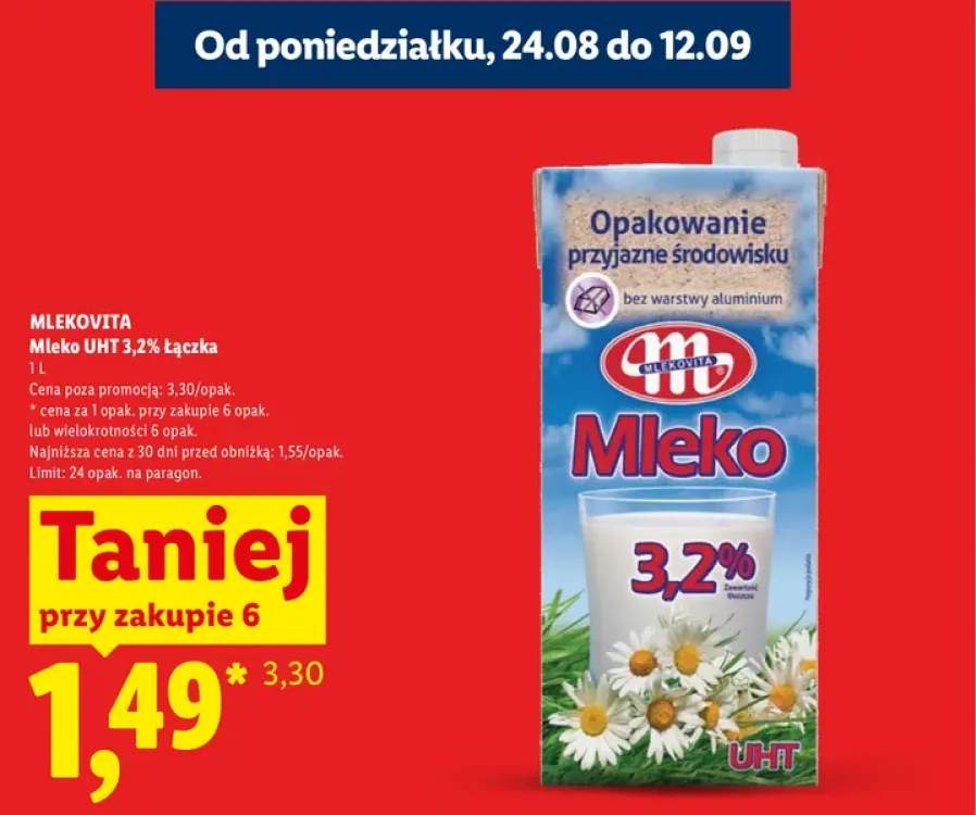 Mleko UHT Łączka Mlekovita 3,2%